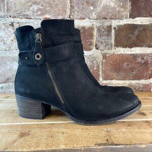 Paul Green Dallas Distressed Black Nubuck Ankle Bootie Size 8
